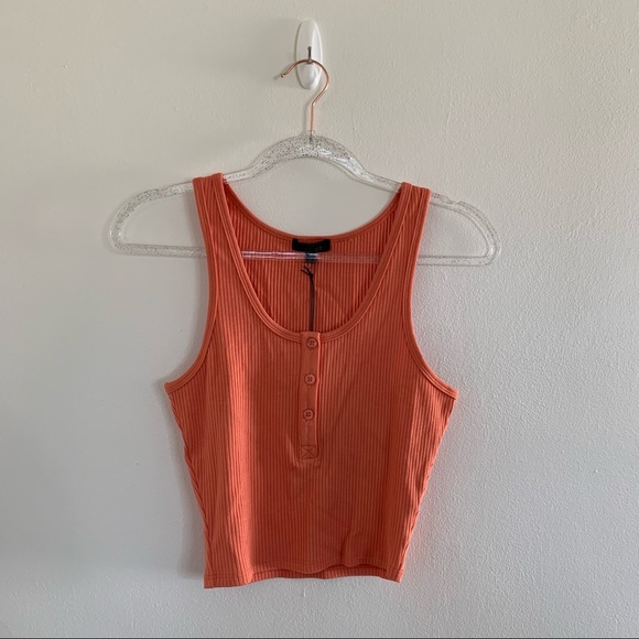 The Range NYC Alloy Ribbed Henley Tank Top in Terracotta 
Size Small - Picture 5 of 10